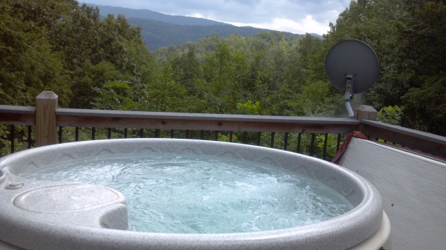 Jacuzzi with Smoky Mountain view!